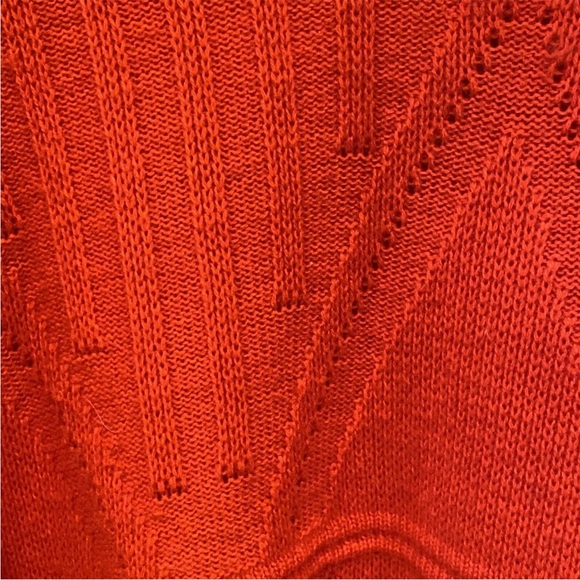 Vintage bright ORANGE 70s Sweater mens XL 3D Acrylic Wool Black RARE geometric - Picture 5 of 16